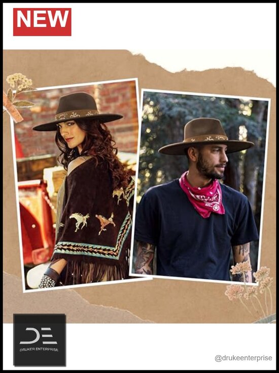 Wide Brim Suede Fedora Hat - Unisex Western Rancher Hat main image 4